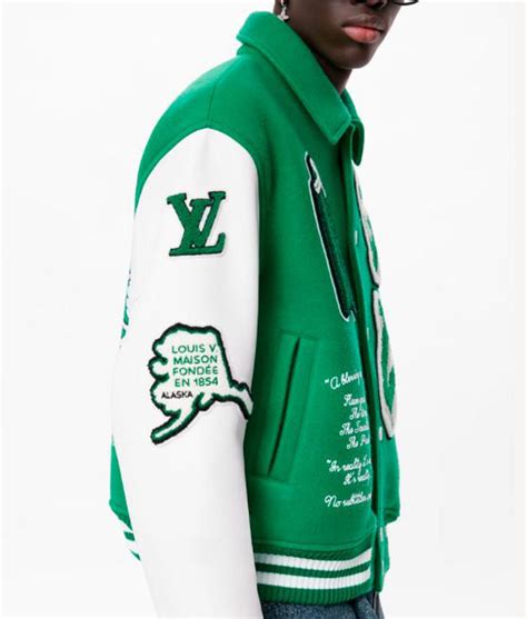 louis vuitton green leather jacket|Louis Vuitton varsity jacket price.